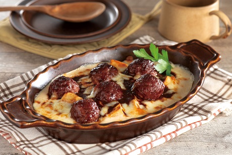 ハンバーグボールのボリュームポテトグラタン