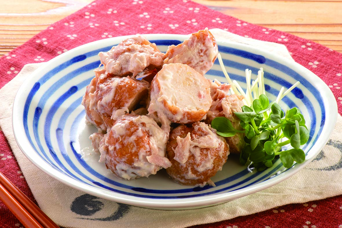 鶏の紅しょうが揚げとツナのマヨ和え